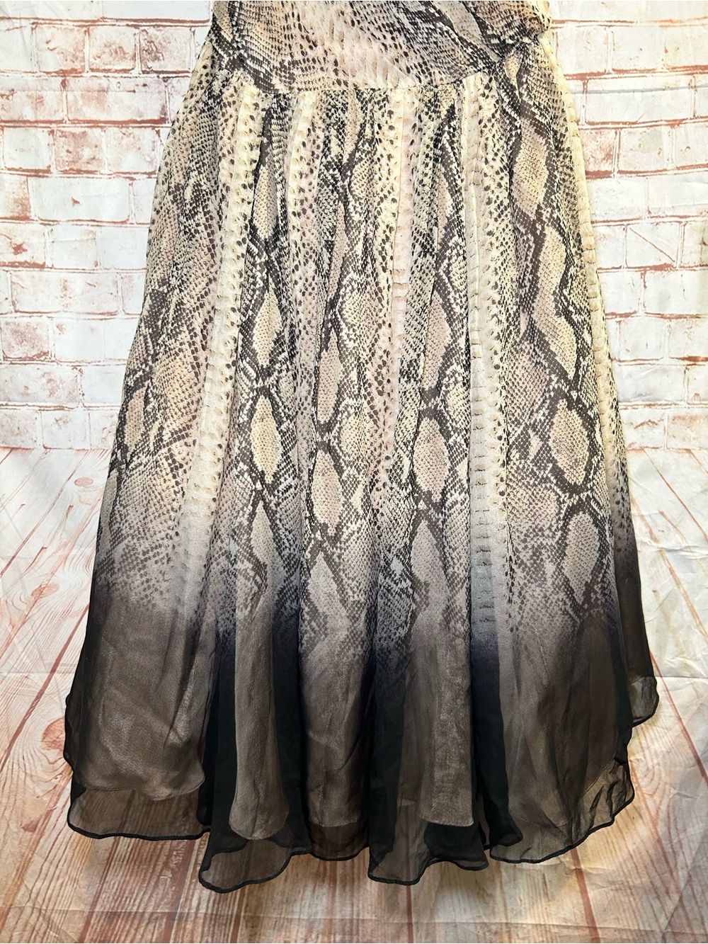 Tracy Reese One-Shoulder Python Print Silk Chiffon Cocktail Dress Homecoming - Picture 4 of 13